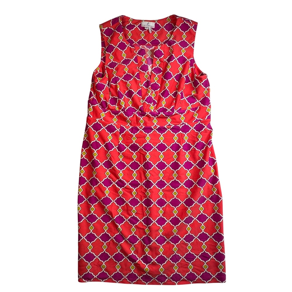 Jude Connally XL Moroccan Lattice Geometric Sleeveless Sheath Dress Preppy EAD - Picture 1 of 7